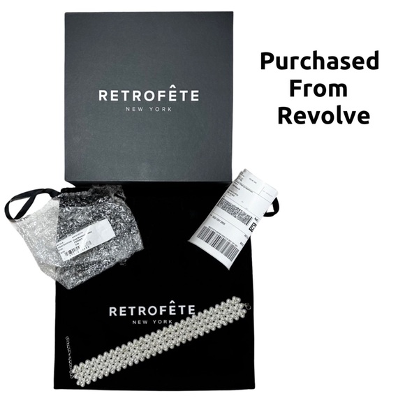 RETROFETE ROSEWOOD PEARL & RHINESTONE STATEMENT CHOKER $199 - Picture 10 of 12